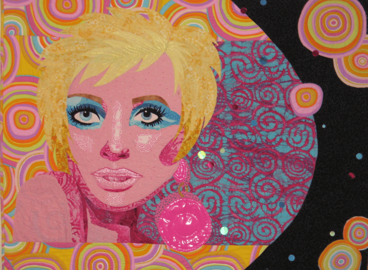 artwork featuring a blonde woman
