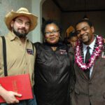 Kevin Mullen as Walt Whitman, Rene Robinson as Maya Angelou, and Tosumba Welch ’13 as Martin Luther King, Jr.
