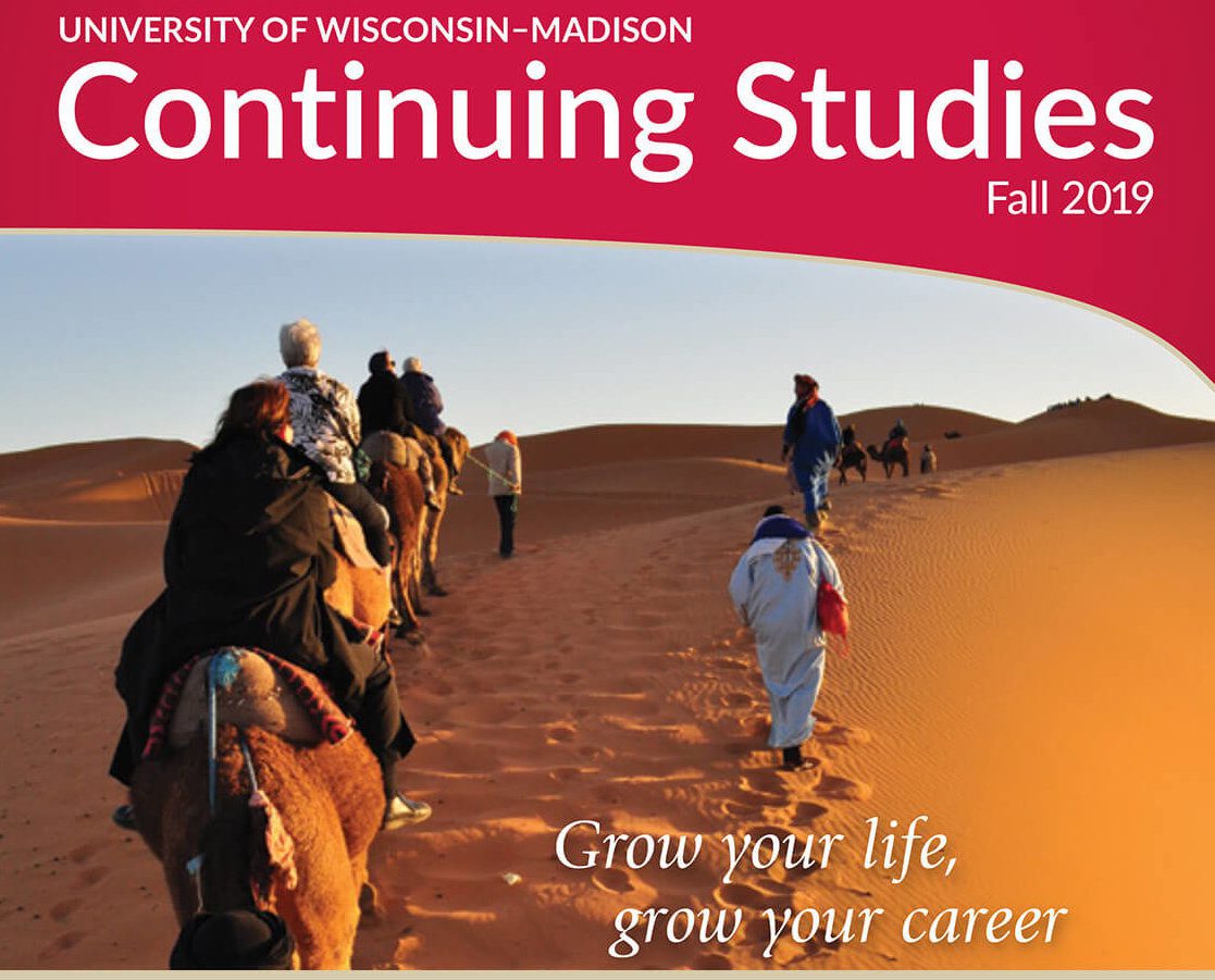 People traveling in desert on camels, Continuing Studies Fall 2019