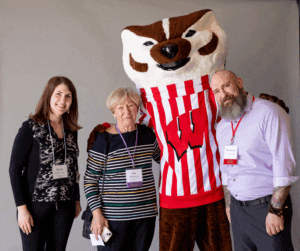 Norman Canestorp and guests with Bucky Badger