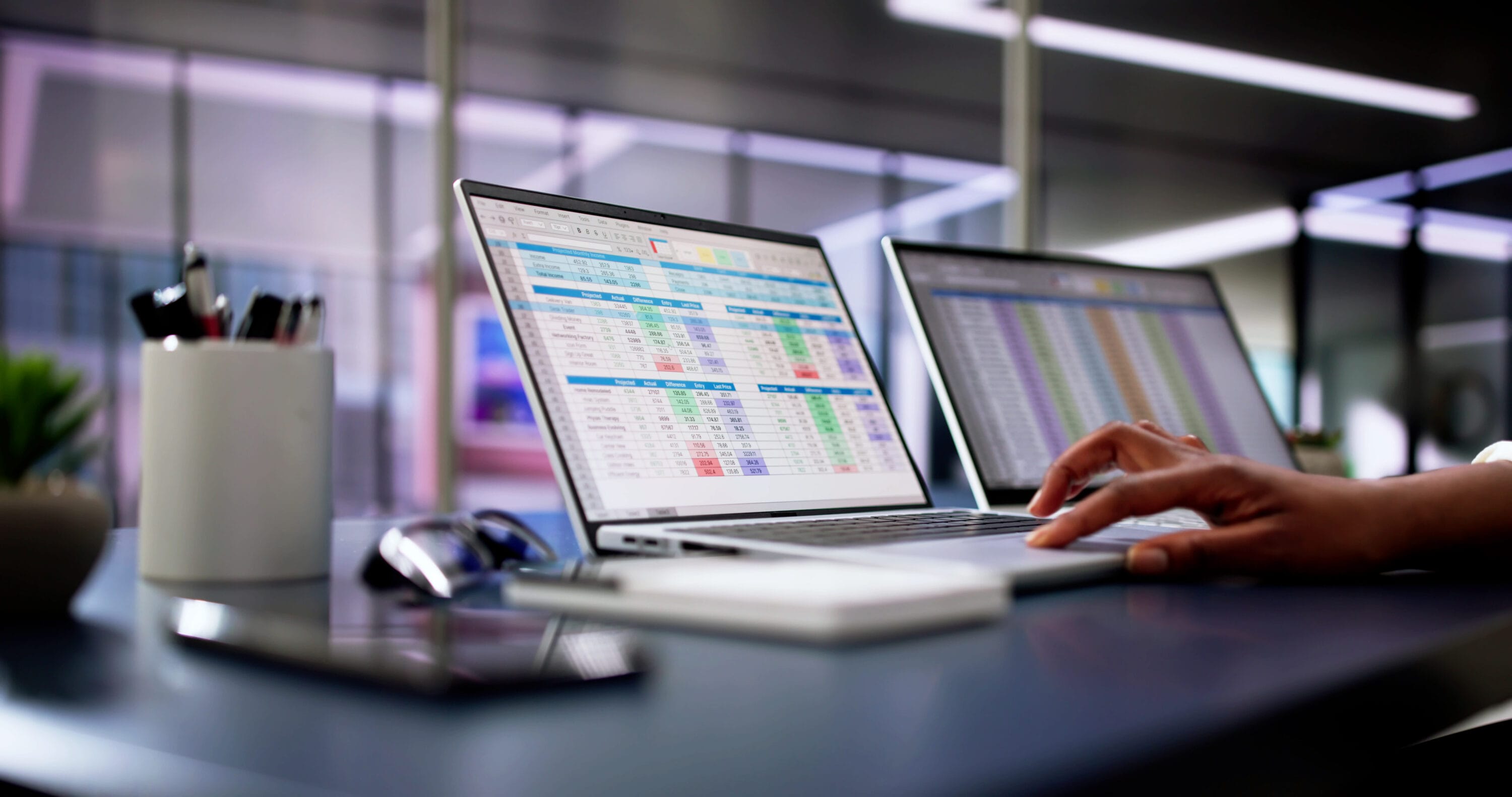 Calculating electronic medical accounts and codes in a black office using a spreadsheet on a computer screen