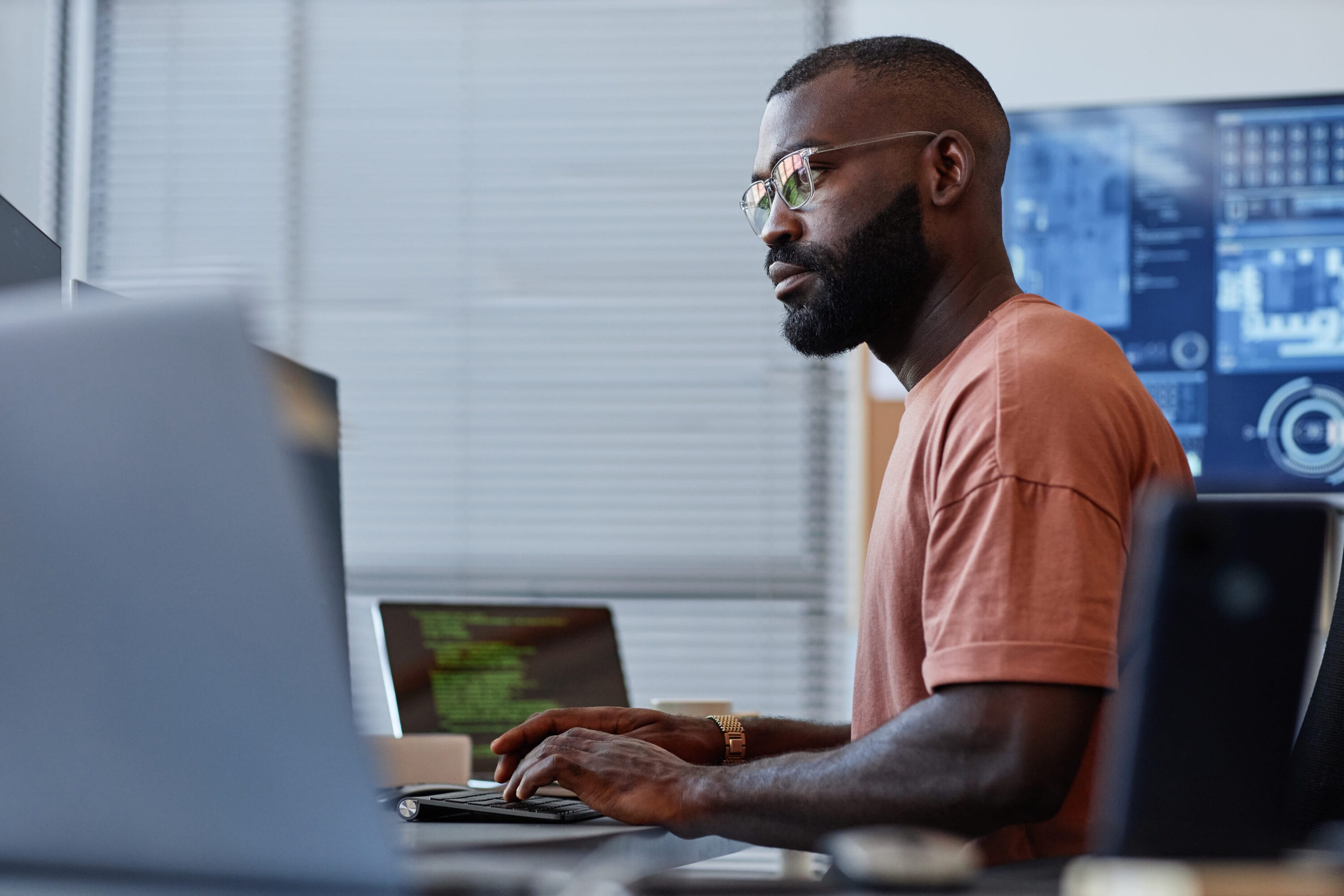 A man working on his computer.